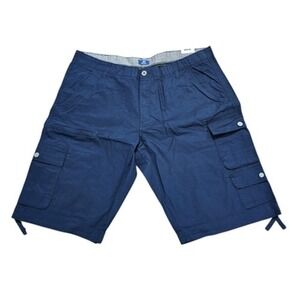 GEORGE Men's Blue Cargo Shorts Size 44 Flat Front Cotton Drawstring Hem New NWT